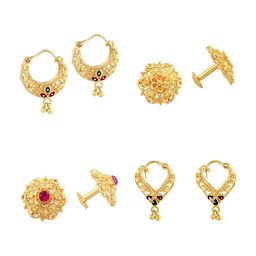 Vighnaharta Gold-Toned Floral Hoop Earrings-image-82