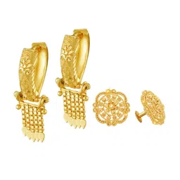 Vighnaharta Set Of 2 Gold Plated Floral Studs Earrings-image-89