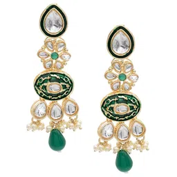 Shining Jewel - By Shivansh Gold-Plated Contemporary Drop Earrings-image-65
