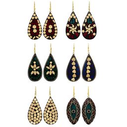 DIVASTRI Set Of 6 Teardrop Shaped Enamelled Drop Earrings-39