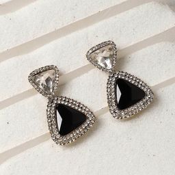 SOHI Gold-Plated Drop Triangular Shaped Drop Earrings-17