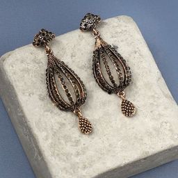 SOHI Gold-Plated Stone Studded Drop Earrings-19