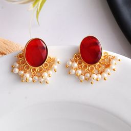 Silvermerc Designs Gold-Plated Contemporary Drop Earrings-1