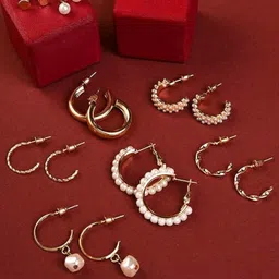 SALVE Set of 9 Circular Studs & Hoop Earrings-9