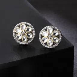 VIRAASI Silver-Plated Circular Studs Earrings-15
