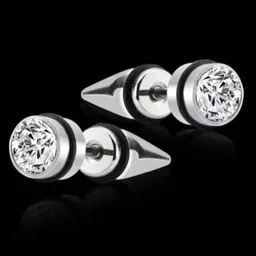 VIEN Set Of 2 Assorted Silver Plated Stone Studded Stainless Steel Studs Earrings-46