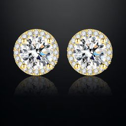 Designs & You Gold Plated Circular Cubic Zirconia Studded Earrings-image-41