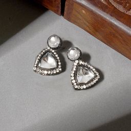 TEEJH Classic Artificial Stones Studded Drop Earrings-8