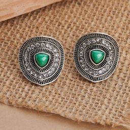 TEEJH Roohi Silver-Plated Contemporary Oxidised Studs-picture-5