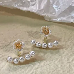 FIMBUL Stainless Steel Floral Studs Earrings-13