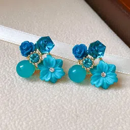 FIMBUL Beaded Floral Studs Earrings-30