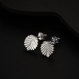 House of Aadyaa 925 Sterling Silver Leaf Shaped Studs-image-8