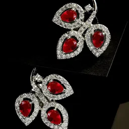 Kennice Red & White Leaf Shaped Studs Earrings-37