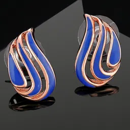 Estele Rose Gold-Plated Leaf Shaped Stud Earrings-6