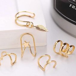 ANNA CREATIONS Set Of 5 Gold-Plated Leaf Shaped Ear Cuffs-51