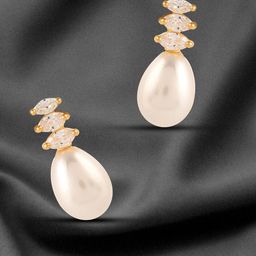 Adwitiya Collection Gold-Plated Stone-Studded & Pearl Beaded Classic Studs Earrings-32