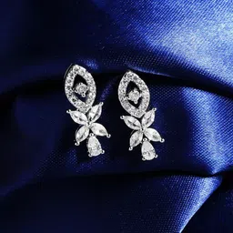 HOT AND BOLD Silver-Plated Zircon Studded Classic Studs Earrings-image-70