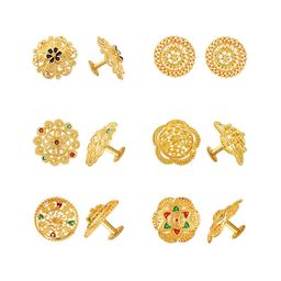 Vighnaharta Set Of 6 Gold-Plated Floral Studs Earrings-117