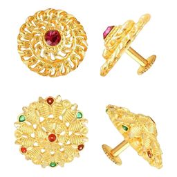 Vighnaharta Set Of 2 Gold-Plated Floral Studs Earrings-88