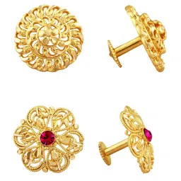 Vighnaharta Set Of 2 Gold-Plated Floral Studs Earrings-33