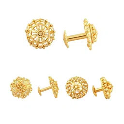 Vighnaharta Set Of 3 Gold-Plated Floral Studs Earrings-image-116