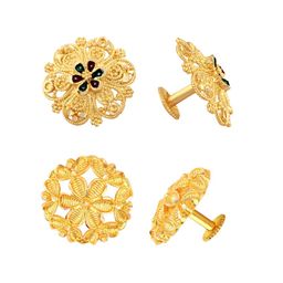 Vighnaharta Set Of 2 Gold-Plated Floral Studs Earrings-image-64