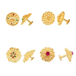 Vighnaharta Set Of 4 Gold-Plated Floral Studs Earrings-image-43