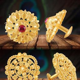Vighnaharta Gold-Plated Floral Studs Earrings-36