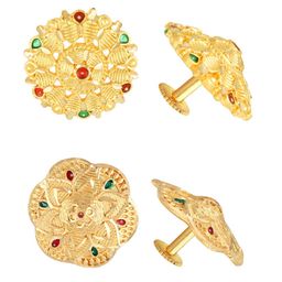 Vighnaharta Set of 2 Gold Plated Floral Stud Earrings-17