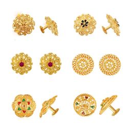 Vighnaharta Set Of 6 Gold Plated Floral Studs Earrings-112