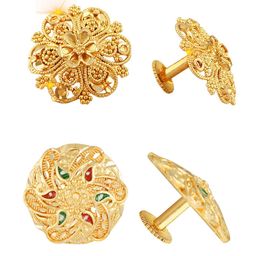 Vighnaharta Set Of 2 Gold-Plated Floral Studs Earrings-image-97
