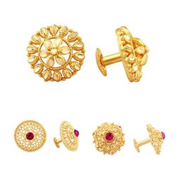 Vighnaharta Set Of 3 Gold-Plated Floral Stud Earrings-image-115