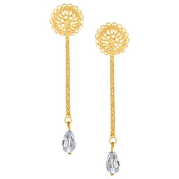 Vighnaharta Gold-Plated Floral Drop Earrings-image-56