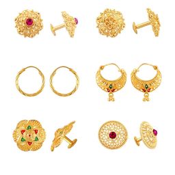 Vighnaharta Set Of 6 Gold-Plated Floral Studs Earrings-119