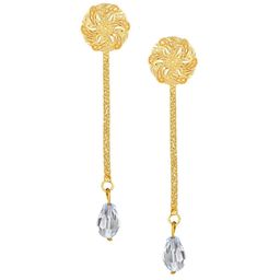 Vighnaharta Gold-Plated Floral Removable Stud Drop Earrings-96