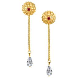 Vighnaharta Gold Plated Floral Drop Earrings-image-91