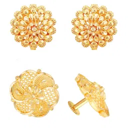 Vighnaharta Set of 2 Gold-Plated Studs Earrings-54