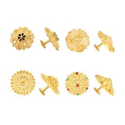 Vighnaharta Set Of 4 Gold-Plated Floral Studs Earrings-44