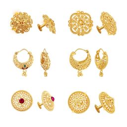 Vighnaharta Set Of 6 Gold Plated Floral Studs & Hoop Earrings-136