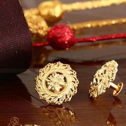 Vighnaharta Set Of 2 Gold-Plated Floral Studs Earrings-40