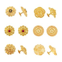 Vighnaharta Set Of 6 Gold-Plated Floral Studs Earrings-131