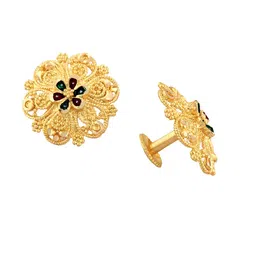 Vighnaharta Set Of 2 Gold-Plated Floral Stud Earrings-43