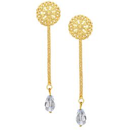 Vighnaharta Gold Plated Beaded Removable Studs & Chain Drop Earrings-72
