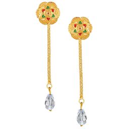 Vighnaharta Gold-Toned Floral Studs Earrings-image-70