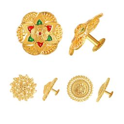 Vighnaharta Gold-Toned Floral Studs Earrings-37