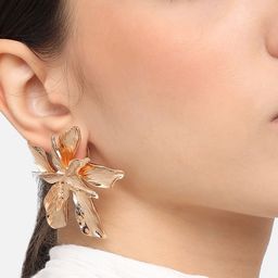 SOHI Gold Plated Floral Studs Earrings-22