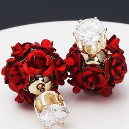 Scintillare By Sukkhi Gold-Plated Crystals-Studded Double Sided Studs Earrings-2