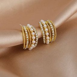 ISHKAARA Gold-Plated Contemporary Half Hoop Earrings-35