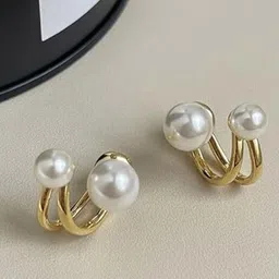 CareDone Gold Toned Contemporary Pearls Studs Earrings-33
