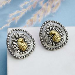 ATIBELLE Silver-Plated Peacock Shaped Studs Earrings-58